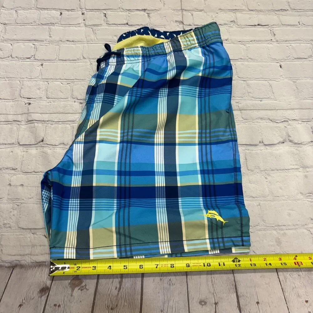 NWT Tommy Bahama Men Naple Riviera Madras Swim Shorts Trunks XL X-Large C137 -25